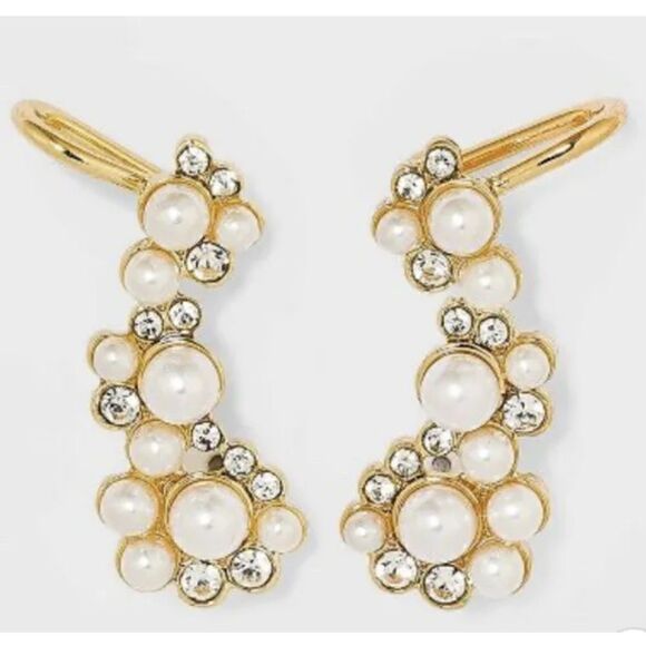 NWT Lot of 10 Sugarfix BaubleBar Gold Pearl Gem Earring - Picture 1 of 4